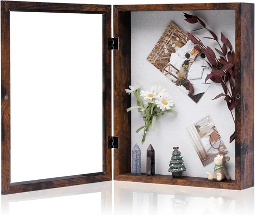 Miniatura 19 de Muzilife Marco de Fotos Caja de Sombra de 11 x 11 pulgadas - Vitrina Cuadrada de Madera y Vidrio con Interior Profundo de 2.16 pulgadas, Lista