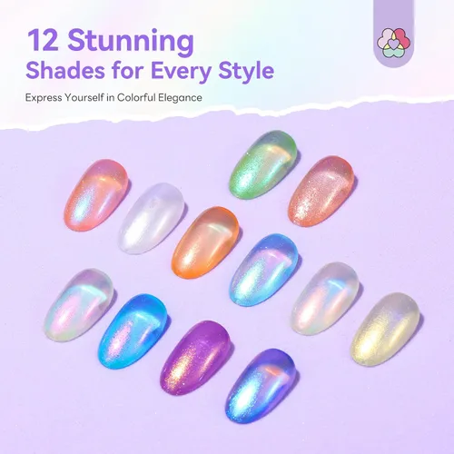 Miniatura 2 de SAVILAND Juego de esmaltes de uñas: esmalte de uñas de secado rápido, 12 colores libres, esmalte de uñas con purpurina de sirena, esmalte de capa