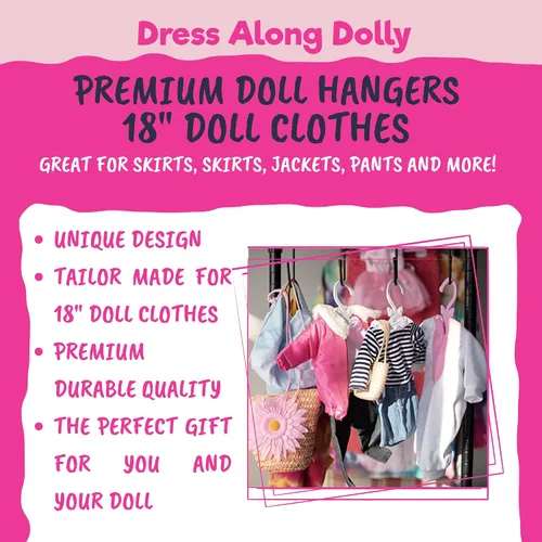 Miniatura 2 de Dress Along Dolly Perchas de ropa para muñecas de 18 pulgadas, paquete de 12 unidades, compatible con American Girl, diseño único que sostiene tu