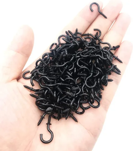 Miniatura 3 de 120 Piezas Ganchos de Rosca de 1/2 Pulgada Chapados en Níquel Ganchos de Metal para Tazas, Ganchos de Techo Negro