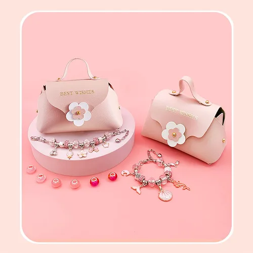 Miniatura 5 de Jieaissna Juego de 165 piezas de joyería para niñas pequeñas, kit de fabricación de pulseras de joyería artesanal con cuentas, colgantes, pulseras