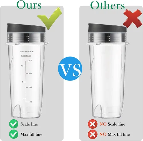Miniatura 2 de Vasos de repuesto para licuadora Ninja BL660 profesional compacta licuadora y procesamiento de alimentos, piezas de repuesto de vaso de licuadora