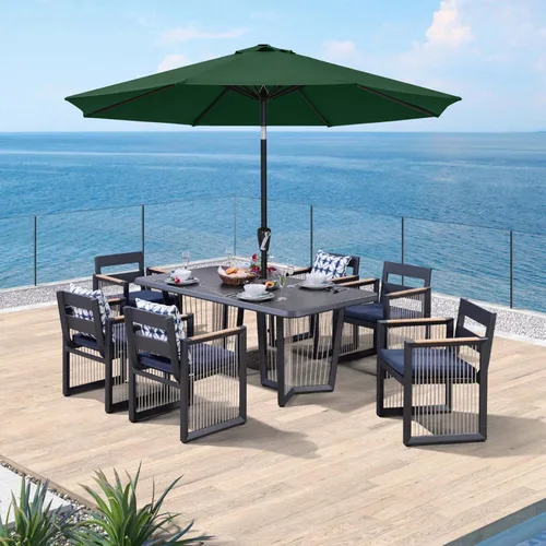 Miniatura 22 de ABCCANOPY Sombrilla de patio al aire libre de 7.5 pies, sombrilla de mesa con protección UV con manivela para una fácil instalación, adecuada