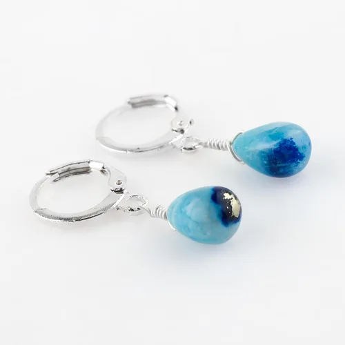 Miniatura 2 de Aretes de aro de cristal afganita natural Piedras afganas de alto grado Aretes chapados en plata Gota lisa Joyas de piedras preciosas hechas