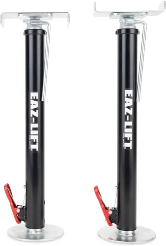 Camco Eaz-Lift - Soportes deslizables ajustables para cámper o caravana, cuenta con una capacidad de peso de 5,000 libras por soporte, un pasador de