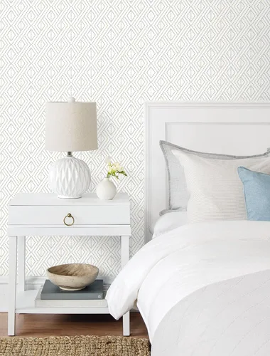 Miniatura 3 de Lillian August NextWall Luxe Haven Boho Grid - Papel tapiz autoadhesivo (Argos gris y amarillo)