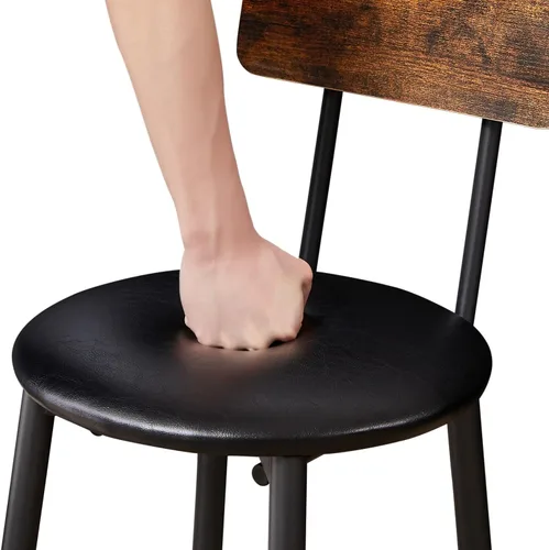 Miniatura 4 de Anwick Juego de mesa de bar y sillas de 3 piezas para pub y 2 taburetes con respaldo, juego de mesa auxiliar de desayuno para espacios pequeños
