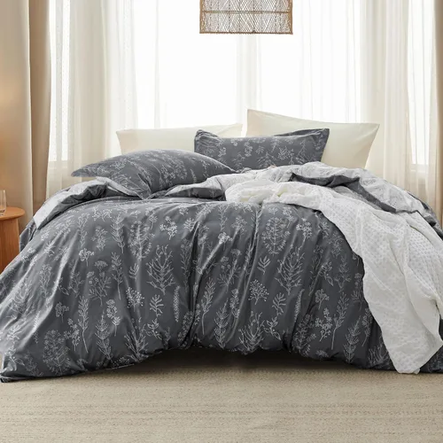 Miniatura 37 de Bedsure - Juego de edredón tamaño King, juego de ropa de cama verde salvia, 3 piezas de ropa de cama floral bonita, 1 edredón reversible suave