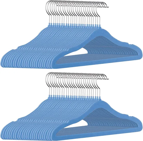 Miniatura 9 de Perchas para niños GoodtoU de terciopelo para bebé, antideslizantes, rosa, para niños pequeños y bebés, paquete de 20 perchas de ropa para bebé