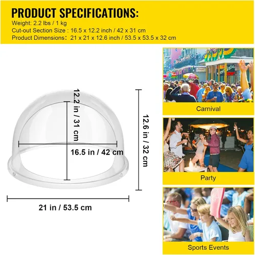 Miniatura 7 de VBENLEM Cubierta de 21 Pulgadas para Máquina de Algodón de Azúcar, Protector de Burbujas de Plástico para Fabricante de Hilo Dental Comercial