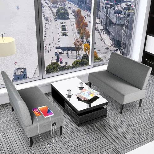 Miniatura 3 de STHOUYN Mini Sofá Pequeño y Cómodo Sin Brazos con Puerto USB para Dormitorio, Sofás de Terciopelo para Espacios Pequeños, Sala de Estar, Oficina