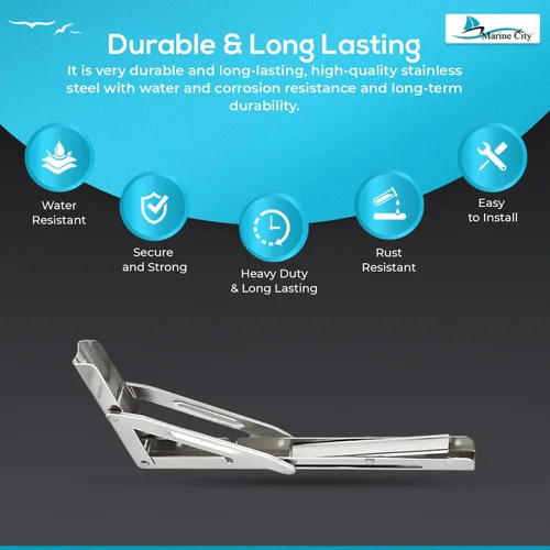 Miniatura 4 de MARINE CITY Soporte de estante plegable, acero inoxidable de grado 304, resistente a la corrosión, a prueba de óxido, carga máxima de 551 libras