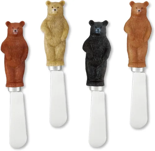 Supreme Housewares Esparcidores de queso de oso, asas de resina pintadas a mano con cuchillas de acero inoxidable para untar queso crema,