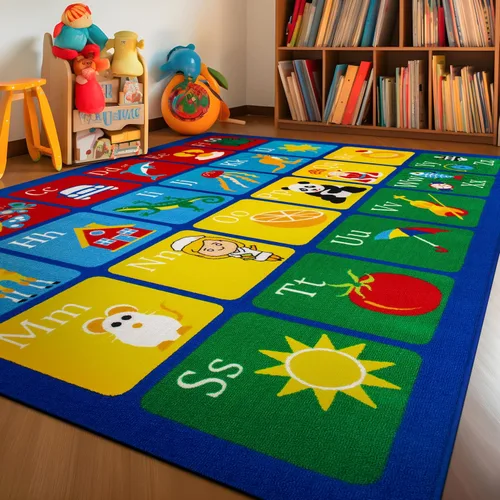 Rugshop - Alfombra educativa para niños con alfabeto, para aprender, perfecta para zonas muy transitadas, como tu sala de estar, dormitorio, cocina,