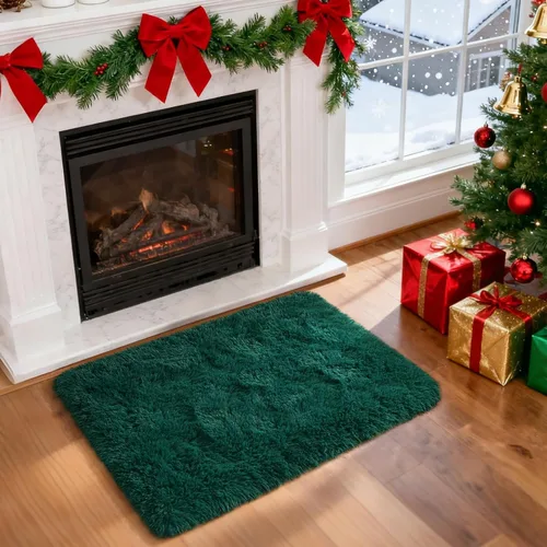 Miniatura 101 de Merelax Alfombra Moderna Suave y Esponjosa Shaggy para Dormitorio Sala de Estar Decoración de Sillas Pequeñas Alfombras Tapetes para Pies Piso, Verde