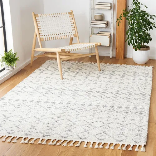Miniatura 22 de SAFAVIEH Berber Fringe Shag Collection - Alfombra decorativa de 2 pies 2 pulgadas x 4 pies, color crema y gris oscuro, diseño que no desprende