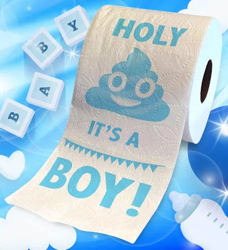 Miniatura 2 de Printed TP Holy It's a Boy! Regalo de papel higiénico impreso para revelación de género, divertido rollo para niños, regalos de fiesta de baby