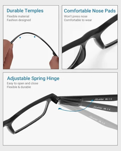 Miniatura 4 de LADEESSE 5 unidades de lentes de lectura para mujeres - Lentes correctores con bloqueo de luz azul para computadora, antideslumbrantes, para hombres