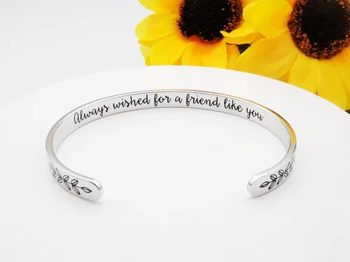 Miniatura 43 de Pulseras inspiradoras para mujer, joyería de acero inoxidable, con refranes, pulsera motivacional con mensaje oculto, pulseras grabadas para mejor