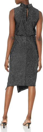 Miniatura 2 de KARL LAGERFELD PARIS WOMENS DRESSES Vestido midi de terciopelo con cuello alto falso para mujer