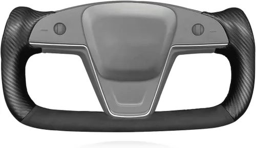 Miniatura 20 de MEWANT Funda de Volante de Athsuede con Costura Manual en Negro 9040 para Tesla Model S Yoke 2021-2023 Model X 2021-2023