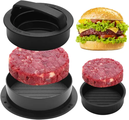 Prensa de hamburguesa rellena 3 en 1, prensa de hamburguesas, accesorio antiadherente fácil de limpiar, utilizado para rellenar pavo, carne de res,