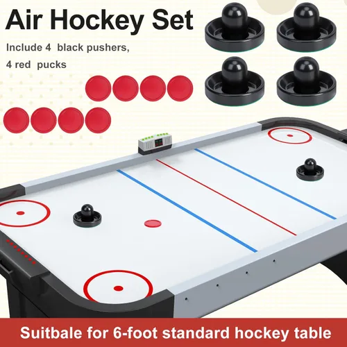 Miniatura 3 de Coopay Paletas y discos de hockey de aire, empujadores de hockey de aire con bolsa de almacenamiento de nailon, accesorios de repuesto para mesas