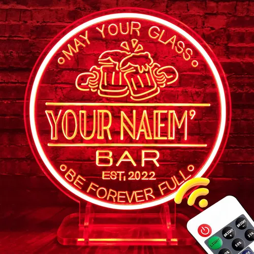 Letrero de neón personalizado para bar en casa para decoración de pared de cueva de hombre, luz de neón LED con nombre personalizado con control