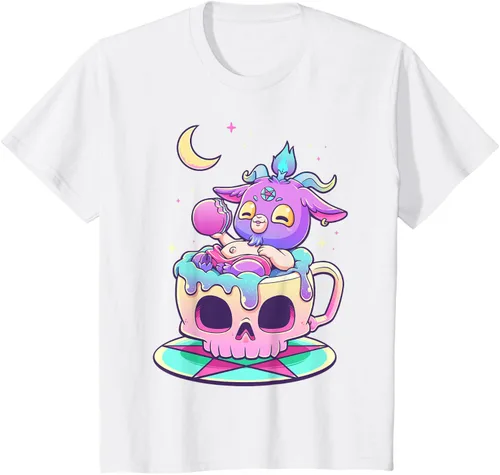 Miniatura 70 de Kawaii Pastel Goth Cute espeluznante Pentáculo Baphomet - Camiseta de cabra, Negro