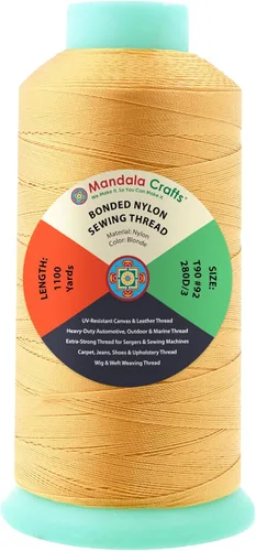 Miniatura 399 de Mandala Crafts - Hilo de nailon para coser cuero, tapicería, mezclilla y para trenzar el pelo; resistente, 1500 yardas, tamaño 69 T70 Marrón