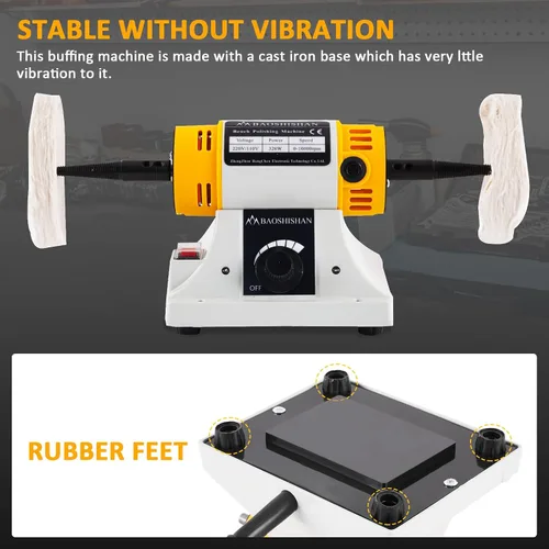 Miniatura 6 de BAOSHISHAN Máquina pulidora eléctrica de sobremesa Pulidora de búfer de 4 pulgadas Velocidad variable resistente 320 W (220 V)