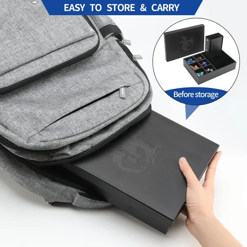 Miniatura 6 de Grajar Bandeja de dados 3 en 1 con tapa, caja de almacenamiento portátil para dados, soporte para dados DND para juegos de mesa de Dungeons and Negro