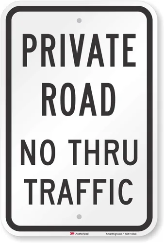 SmartSign Letrero reflectante de aluminio de grado diamante, Legend "Private Road No Thru Traffic", 18 pulgadas de alto x 12 pulgadas de ancho,
