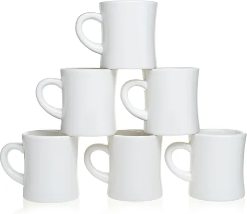 COLETTI Tazas de café Diner, tazas de café de restaurante, taza de café retro, taza de comedor resistente y pesada, nostalgia en cada sorbo [blanco,