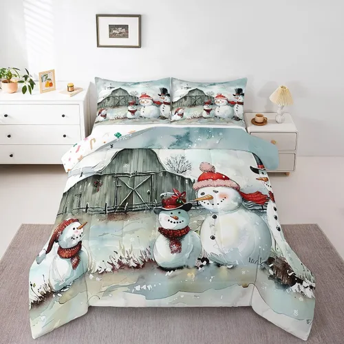Miniatura 23 de Erosebridal Juego de edredón con gorro de Navidad, calcetines de Navidad, regalo de Navidad, decoración de ropa de cama, relleno de edredón de Feliz