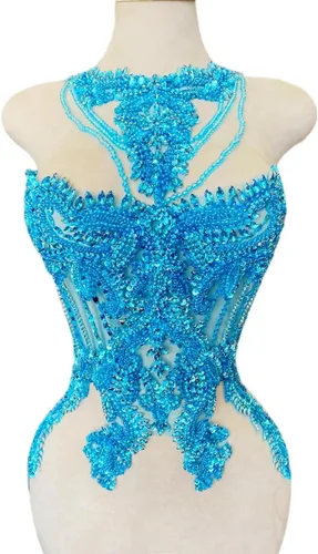 Miniatura 18 de Apliques hechos a mano de cristal sobre encaje, diamantes de imitación para coser, cuentas de flecos, parches de lentejuelas, accesorios de Champán