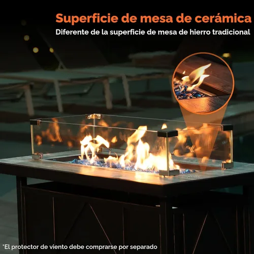 Miniatura 3 de BALI OUTDOORS - Mesa rectangular de gas propano para hoguera (42 pulgadas, 60.000 BTU)