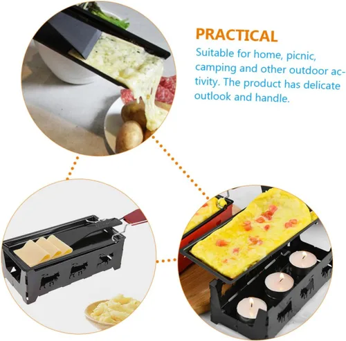 Miniatura 6 de BESTOYARD 1 juego de parrilla de queso de acero al carbono bandeja de hornear Raclette parrilla de mesa para queso a la luz de las velas de queso