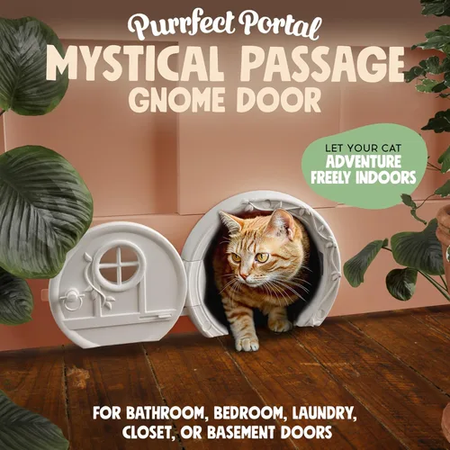 Miniatura 2 de Gnome® Puerta para gatos para puertas interiores, elegante y funcional sin solapa, con cerradura y fácil instalación, espaciosa puerta grande