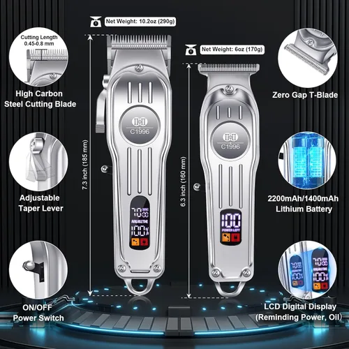 Miniatura 2 de CIICII Juego de cortapelos y recortadores de cabello para hombre, cortapelos profesionales inalámbricos para cortar el cabello