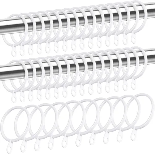 Miniatura 14 de Shappy Paquete de 40 anillos de metal para cortinero con ojales de diámetro interno de 0.98 pulgadas, se adapta a cortineros de hasta 0.7 pulgadas