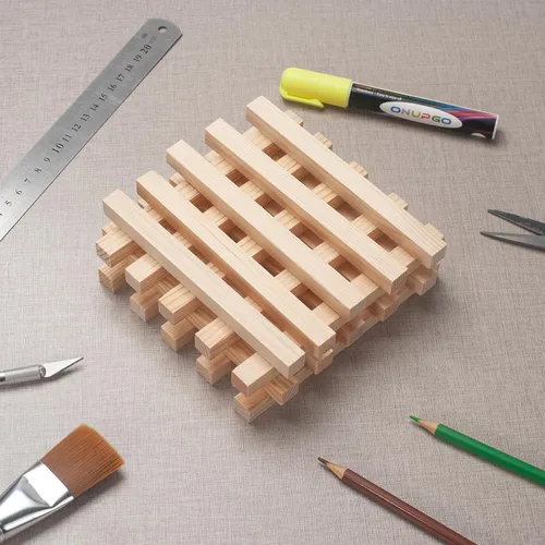 Miniatura 2 de Tacos de madera para manualidades de 1/2 x 6 pulgadas, 20 varillas cuadradas de madera, palos de madera sin terminar, pequeñas tiras de madera