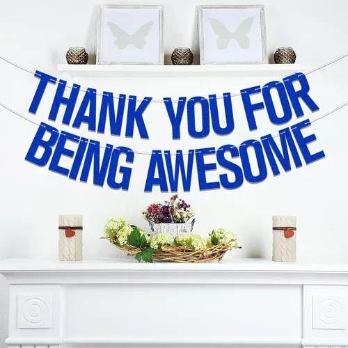 Miniatura 7 de Cartel de agradecimiento por ser impresionante con purpurina azul, pancarta con texto en inglés "We Will Miss You", cumpleaños, para jubilación