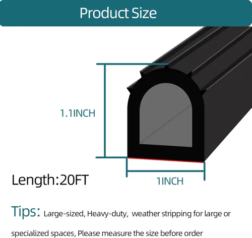 Miniatura 2 de Tira de sello de goma EPDM en forma de D, burlete de goma autoadhesiva para barco, automóvil, RV, marina, puertas de garaje/ventana y más, ancho: 1