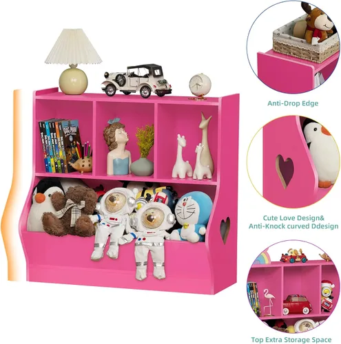 Miniatura 5 de Lerliuo Organizador de almacenamiento de juguetes para niños, estantería y estantería pequeña para niños, armario de almacenamiento de juguetes de 4
