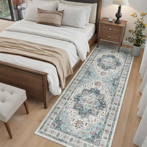 Miniatura 292 de Madane Tapete lavable de 2 x 10 pies para pasillo, cocina, recibidor, clásico, suave, antideslizante para interiores, casa de campo, baño, sala