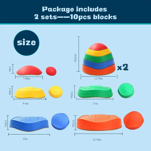 Miniatura 2 de Makarci piedras de equilibrio para niños, 10 piezas juguetes preescolares que promueven habilidades de equilibrio y coordinación