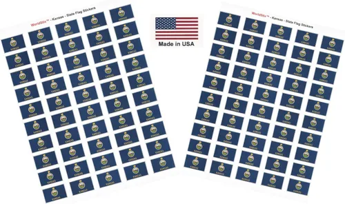 Miniatura 111 de 100 calcomanías de la bandera de Alaska; 1.5" x 1" hechas en Estados Unidos, calcomanías autoadhesivas de la bandera del estado para álbumes