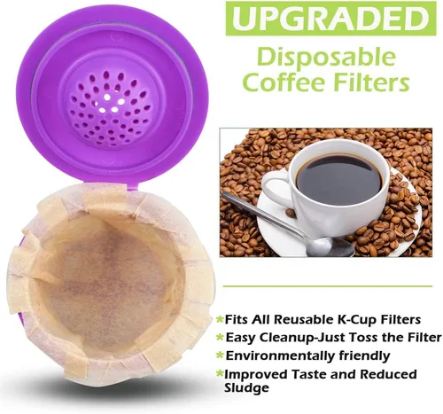 Miniatura 4 de CAPMESSO Filtros de papel de café desechables de repuesto, filtro Keurg compatible con cápsulas reutilizables de una sola porción Keurig Cafetera