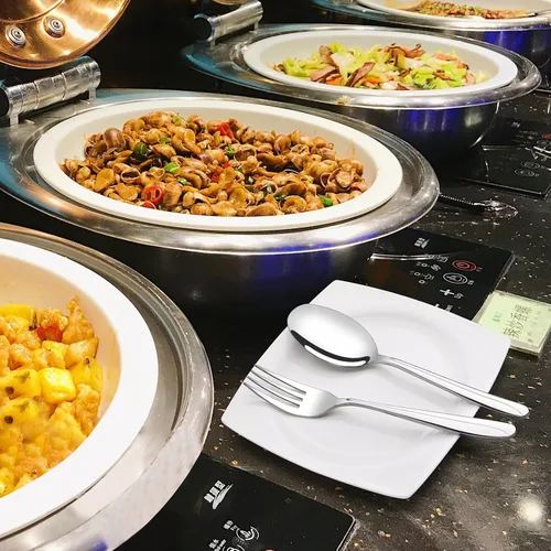 Miniatura 4 de Obstnny Cuchara de servir de banquete de acero inoxidable Tenedor grande (4 piezas/2 de cada uno)